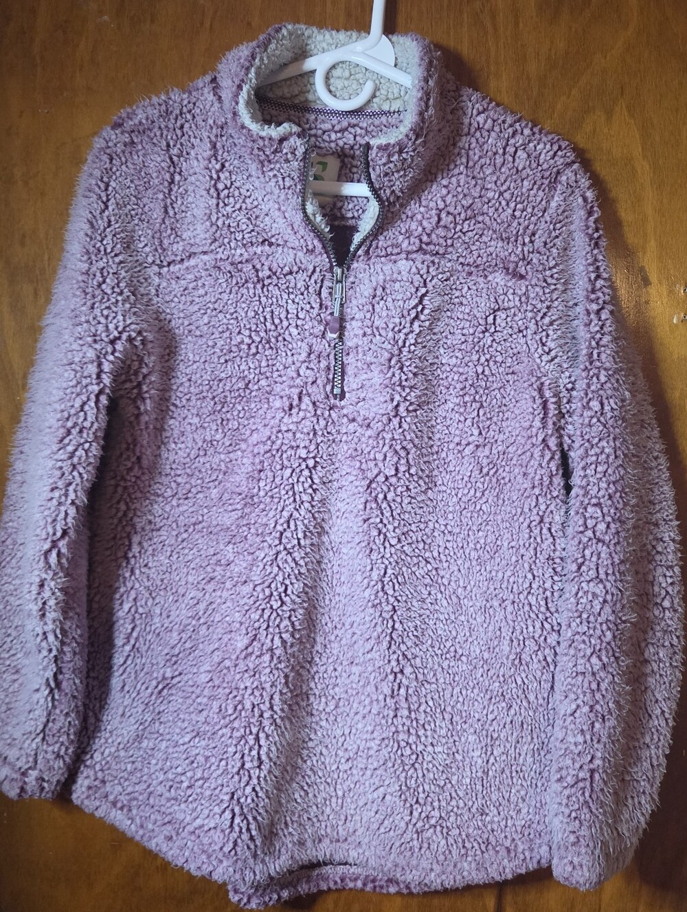 ​Green Tea Wine Purple Sherpa Fleece Quarter Zip Pullover Sweater Large Plush